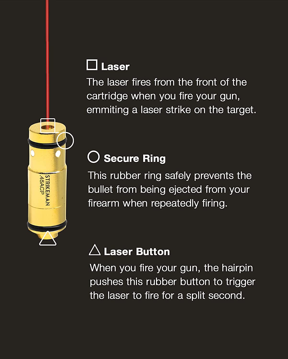 Strikeman Dry Fire Laser Cartridge Training Target Kit, .380 ACP Cartridge-img-3