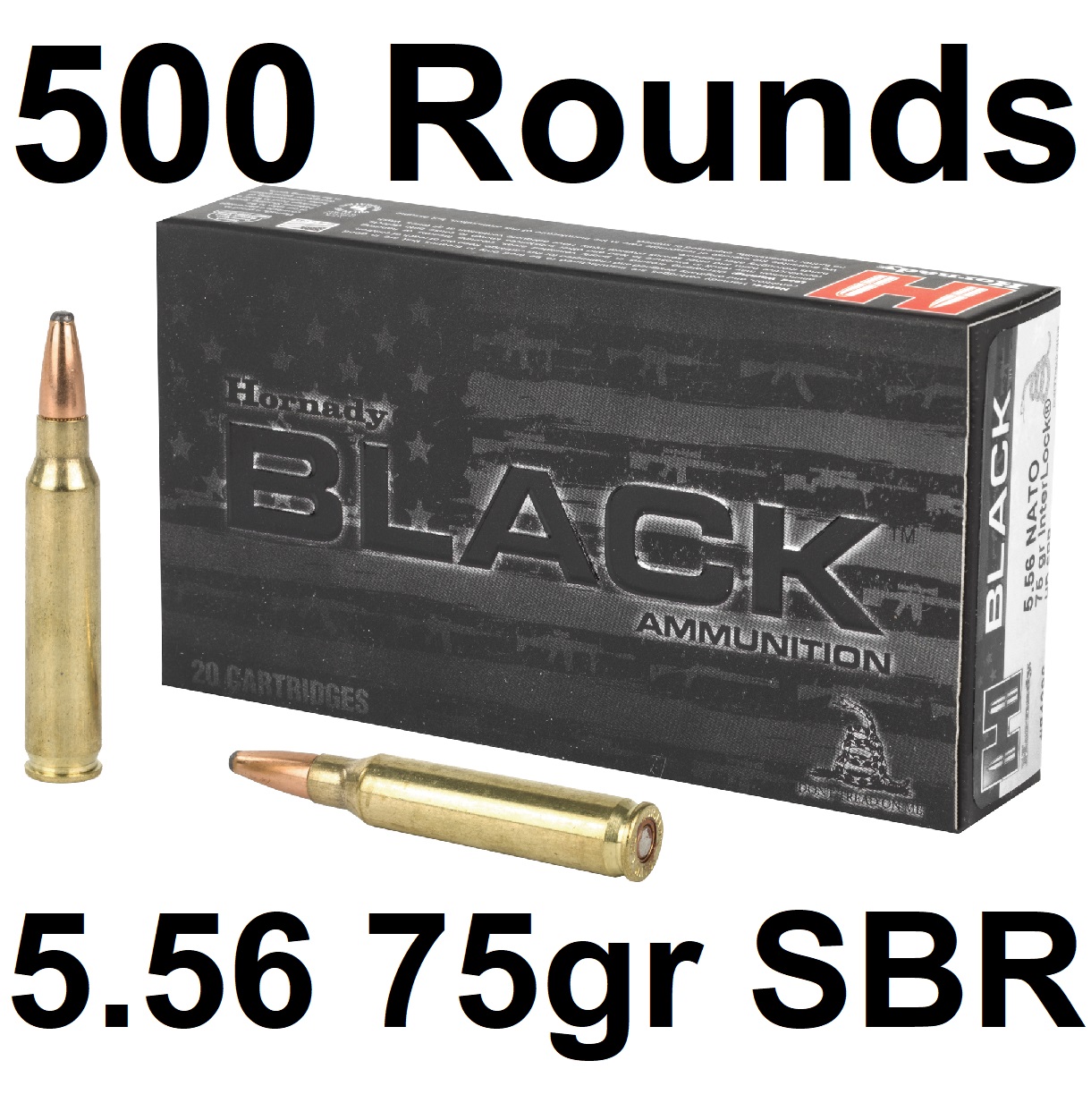 Hornady black 5 56 nato 75gr sbr 500 rounds rifle ammunition at